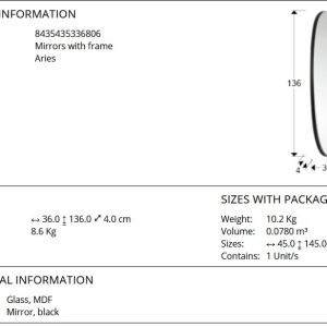 Oglinda decorativa ovala 136x36cm, Aries black - Img 5