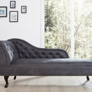 Pat de zi/ Canapea relax clasica stil englezesc Chesterfield gri antic - Img 2
