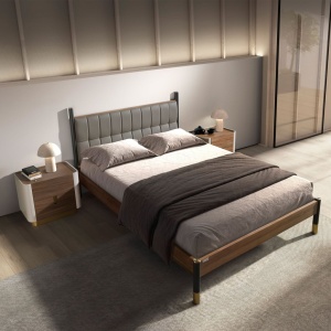 Pat dublu tapitat design LUX Dark grey, 160x200cm - Img 5