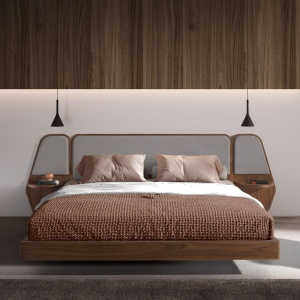 Pat dublu tapitat design LUX Grey-Walnut, 180x200cm - Img 5