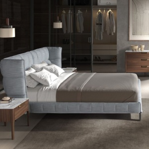 Pat dublu tapitat design LUX Gri-albastrui deschis, 180x200cm - Img 9