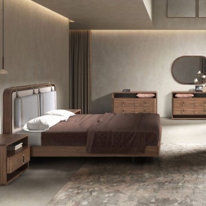 Pat dublu tapitat design LUX Walnut Veneer 160x200cm - Img 6