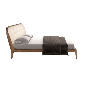 Pat dublu tapitat design LUX Walnut Veneer 180x200cm - Img 2