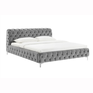 Pat elegant tapitat cu catifea gri MODERN BAROCK 180x200cm A-46162 VC