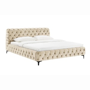Pat elegant tapitat cu catifea Modern Barock 180x200cm, sampanie