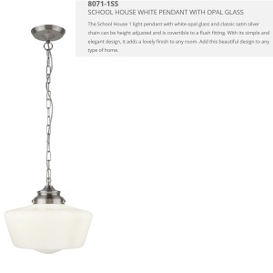 Pendul design clasic IP44 School House argintiu satin 8071-1SS SRT - Img 3