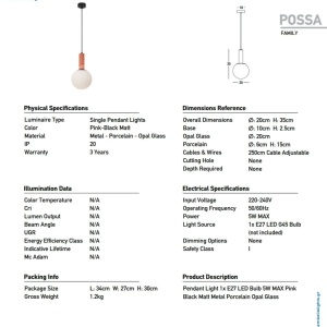 Pendul design decorativ POSSA portelan roz - Img 3