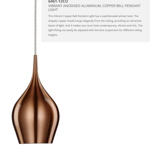 Pendul design modern 12cm Vibrant cupru 6461-12CU SRT 176701 universul-luminii.ro