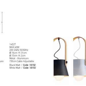 Pendul design modern Lanteo alb mat 16cm 53641 universul-luminii.ro