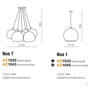 Pendul design modern Noa 1 chrome/white - Img 3