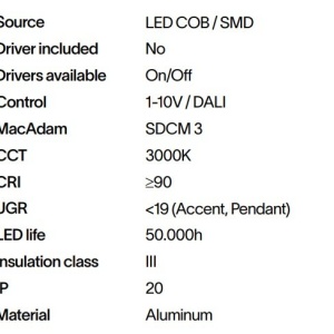 Pendul LED, accesoriu pentru sina magnetica Ego negru 12w 3000k on-off 223451 universul-luminii.ro