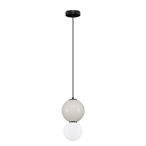 Pendul LED decorativ portelan gri deschis, sticla alb, NOESIS