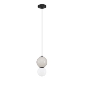 Pendul LED decorativ portelan gri deschis, sticla alb, NOESIS