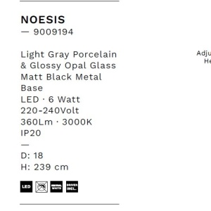 Pendul LED decorativ portelan gri deschis, sticla alb, NOESIS 244981 universul-luminii.ro