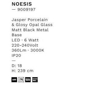 Pendul LED decorativ portelan jasper, sticla alb, NOESIS 244991 universul-luminii.ro