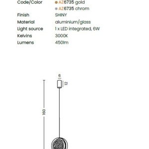 Pendul LED design decorativ EUFORIA 16 crom - Img 2