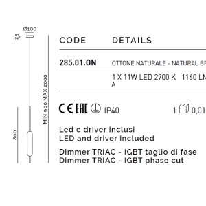 Pendul LED design LUX, fabricat manual TYPHA 285.01.ON - Img 2