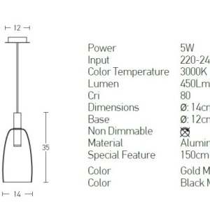 Pendul LED design modern Light auriu mat - Img 3