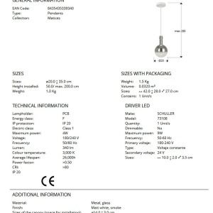 Pendul LED design modern Matices alb/fumuriu - Img 5
