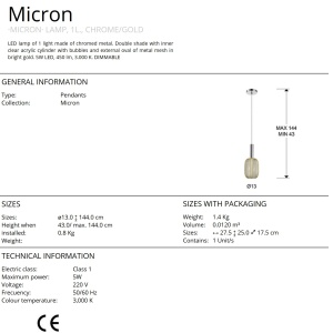 Pendul LED design modern Micron crom/auriu SV-413503 - Img 4