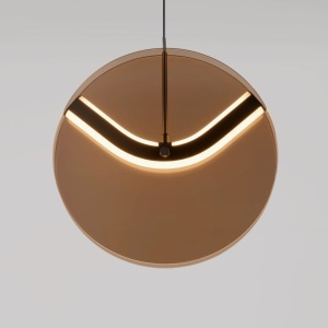 Pendul LED metal negru cu sticla champagne, HALLEY - Img 8
