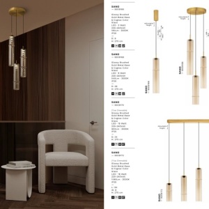 Pendul LED modern, Metal, Sticla, Cognac, SANO 245311 universul-luminii.ro