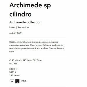 Pendul LED stil minimalist Archimede sp cilindro alb - Img 3