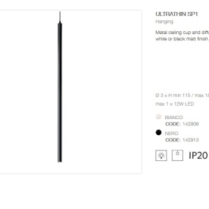 Pendul modern, iluminat LED ULTRATHIN SP1 NERO 142913 45131 universul-luminii.ro