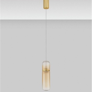 Pendul modern LED, Metal, Auriu, Sticla, Amber, Norma 168881 universul-luminii.ro