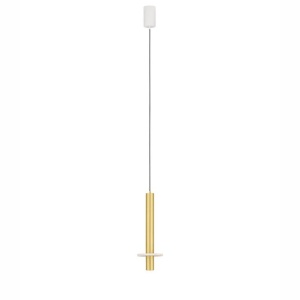 Pendul tub subtire aluminiu auriu si alabastru LED NOEMI - Img 2