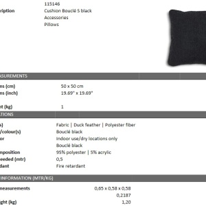 Perna decorativa LUX 50x50cm, Bouclé Black S 115146 HZ - Img 3