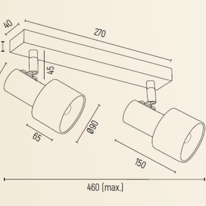 Plafoniera cu 2 spoturi design minimalist DORIA negru/alama 103001 universul-luminii.ro