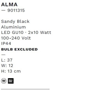 Plafoniera cu 2 Spoturi directionabile IP44 ALMA negru 238331 universul-luminii.ro