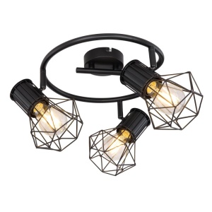 Plafoniera cu 3 spoturi design industrial PRISKA negru 210601 universul-luminii.ro