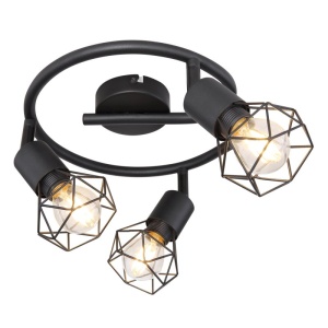Plafoniera cu 3 spoturi design industrial XARA I negru 23cm 114111 universul-luminii.ro