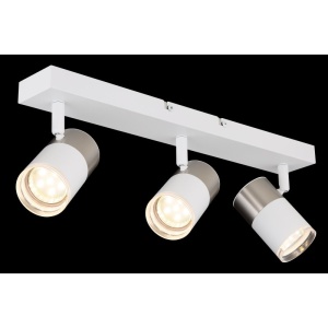 Plafoniera cu 3 Spoturi directionabile BRISBON nickel/alb 157981 universul-luminii.ro