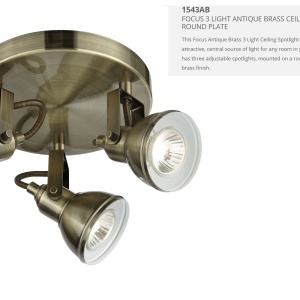 Plafoniera cu 3 spoturi directionabile Focus alama antic 1543AB SRT 74901 universul-luminii.ro