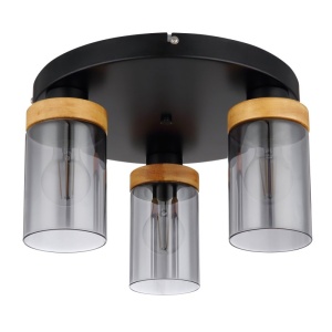 Plafoniera cu 3 surse de iluminat design modern FINCA negru mat, maro inchis 113971 universul-luminii.ro
