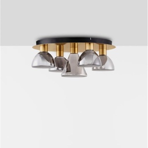 Plafoniera cu 5 spoturi LED, Metal, Sticla, Fumuriu, Voi 245271 universul-luminii.ro