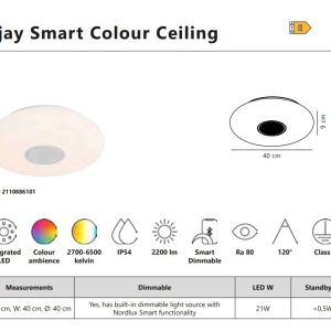 Plafoniera cu LED RGB, difuzor Bluetooth si protectie IP54 Djay Smart Colour 221001 universul-luminii.ro
