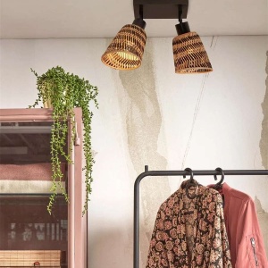 Plafoniera eco din bambus Java 2-Shade bl/15x17, bl./nat 182031 universul-luminii.ro