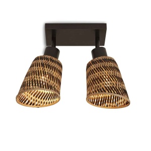 Plafoniera eco din bambus Java 2-Shade bl/15x17, bl./nat
