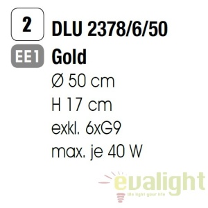 Plafoniera eleganta cristal K9 diam. 50cm Gloria DLU 2378/6/50 gold OR 56561 universul-luminii.ro