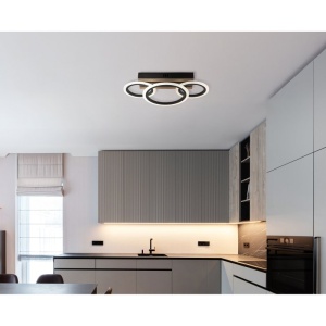 Plafoniera LED CCT BLEVINS riflaj MDF cu efect de lemn 620071 universul-luminii.ro