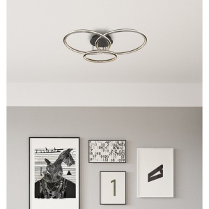 Plafoniera LED cu telecomanda ALAINA gri mat/ cristale K9