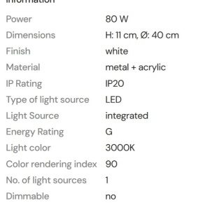Plafoniera LED design circular Aruba 60cm alba - Img 2