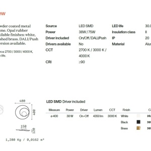 Plafoniera LED design circular OZ PL D040 ON-OFF NERO 3000K - Img 3