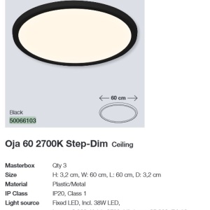 Plafoniera LED design silm IP20 Oja 60 IP20 2700K 187011 universul-luminii.ro