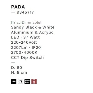 Plafoniera LED design slim PADA negru D-60cm 237161 universul-luminii.ro