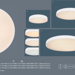 Plafoniera LED dimabila cu telecomanda design modern WISS alb 41744-48 GL 80811 universul-luminii.ro